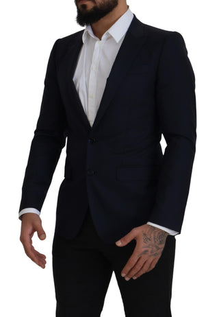Blazer abrigo azul de lana de un solo botón