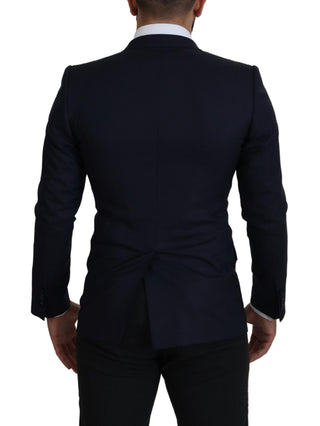 Blazer abrigo azul de lana de un solo botón
