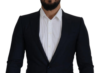 Blazer abrigo azul de lana de un solo botón