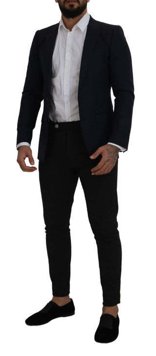 Blazer abrigo azul de lana de un solo botón
