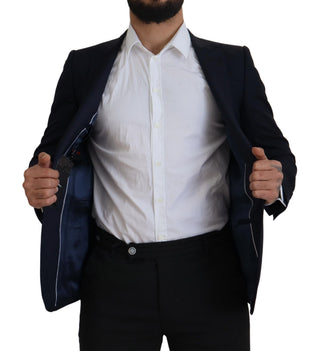 Blazer abrigo azul de lana de un solo botón