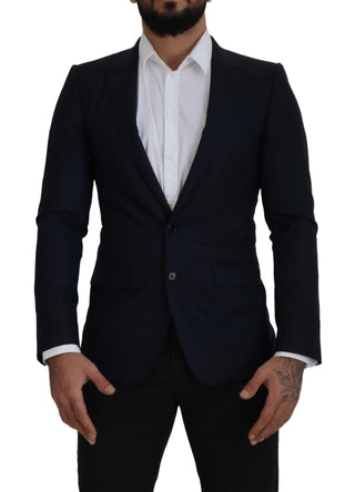 Blazer abrigo azul de lana de un solo botón