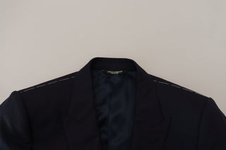 Blazer abrigo azul de lana de un solo botón