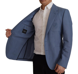 Blazer chaqueta azul de un solo botón con logo