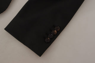 Schwarzer Einreihiger Blazer Aus Wolle