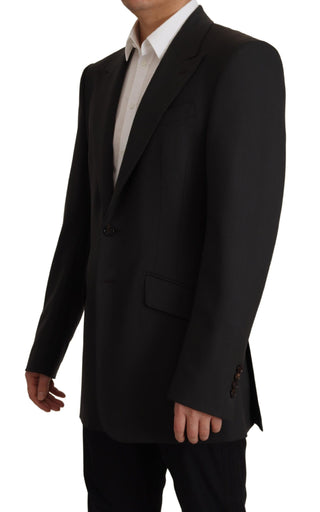 Schwarzer Einreihiger Blazer Aus Wolle
