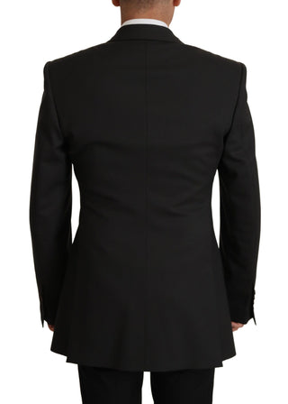 Schwarzer Einreihiger Blazer Aus Wolle