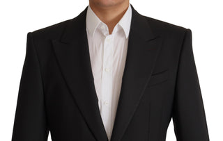 Schwarzer Einreihiger Blazer Aus Wolle