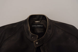 Black Leather Zipper Biker Coat Jacket