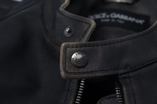Black Leather Zipper Biker Coat Jacket