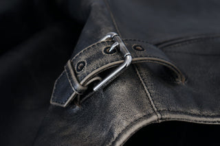 Black Leather Zipper Biker Coat Jacket