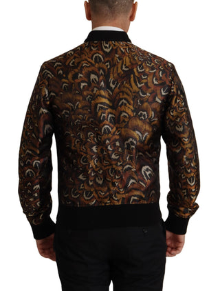 Chaqueta blusón marrón con plumas y cremallera completa