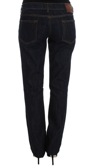 Blaue gerade geschnittene Stretchjeans aus Baumwolle