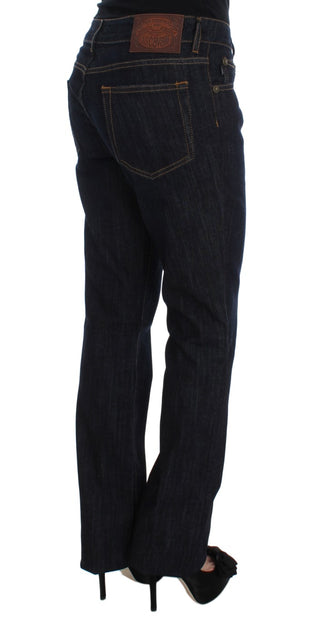 Blaue gerade geschnittene Stretchjeans aus Baumwolle