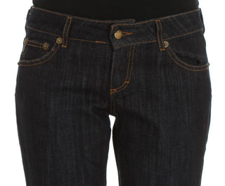Blaue gerade geschnittene Stretchjeans aus Baumwolle