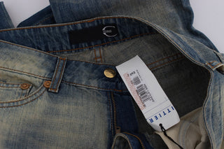 Jeans de corte bootcut slim fit de algodón lavado azul