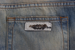 Jeans de corte bootcut slim fit de algodón lavado azul