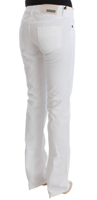 Jeans de corte bootcut slim fit de algodón blanco