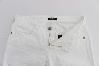 Jeans de corte bootcut slim fit de algodón blanco