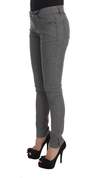 Gray Cotton Blend Slim Fit Jeans