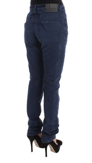 Jeans de mezclilla de mezcla de algodón azul