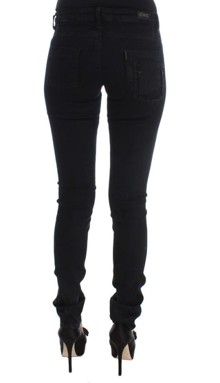Jeans de mezclilla de ajuste slim de algodón negro