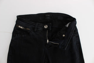 Jeans de mezclilla de ajuste slim de algodón negro