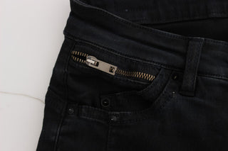 Jeans de mezclilla de ajuste slim de algodón negro