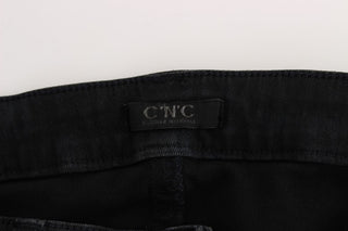 Jeans de mezclilla de ajuste slim de algodón negro