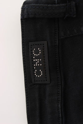Jeans de mezclilla de ajuste slim de algodón negro