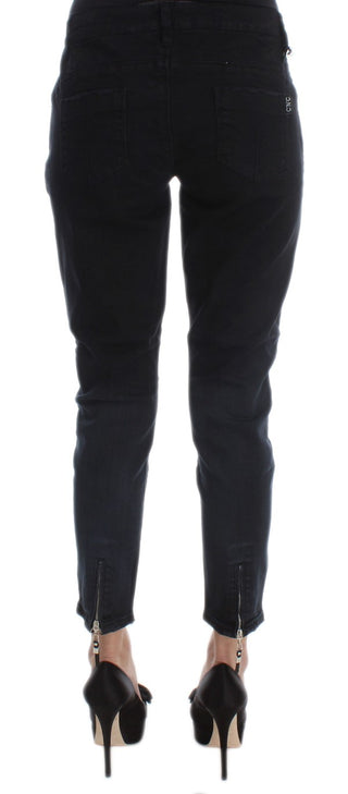 Jeans de corte cropped slim fit de algodón negro