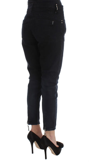 Jeans de corte cropped slim fit de algodón negro