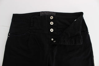 Jeans de corte cropped slim fit de algodón negro