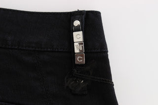 Jeans de corte cropped slim fit de algodón negro