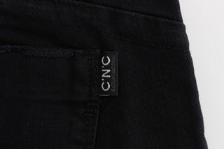 Jeans de corte cropped slim fit de algodón negro