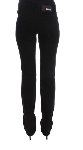 Jeans de mezclilla bootcut de algodón negro de corte ajustado