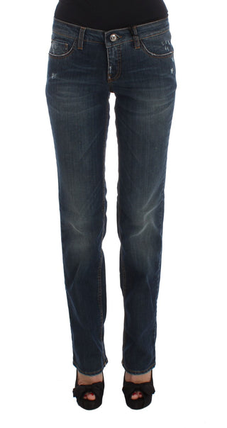 Bootcut-Jeans aus blauem Baumwollgemisch