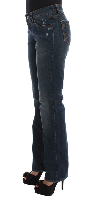 Bootcut-Jeans aus blauem Baumwollgemisch