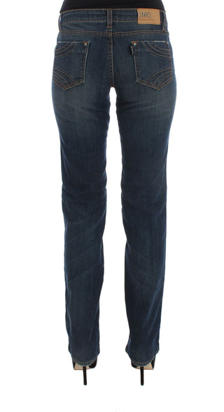 Bootcut-Jeans aus blauem Baumwollgemisch