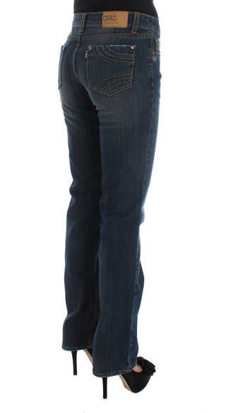 Bootcut-Jeans aus blauem Baumwollgemisch