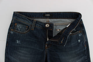 Bootcut-Jeans aus blauem Baumwollgemisch