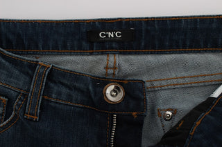 Bootcut-Jeans aus blauem Baumwollgemisch