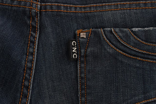 Bootcut-Jeans aus blauem Baumwollgemisch