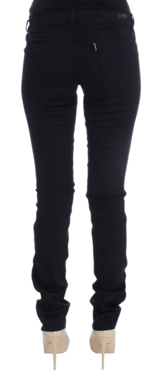 Jeans de mezcla de algodón azul de corte ajustado