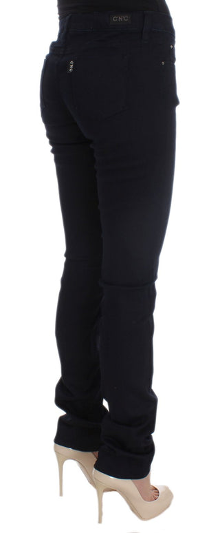 Jeans de mezcla de algodón azul de corte ajustado