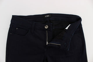 Jeans de mezcla de algodón azul de corte ajustado