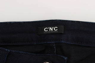 Jeans de mezcla de algodón azul de corte ajustado
