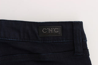 Jeans de mezcla de algodón azul de corte ajustado