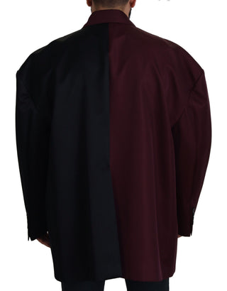 Bordeauxrote doppelreihige Polyesterjacke