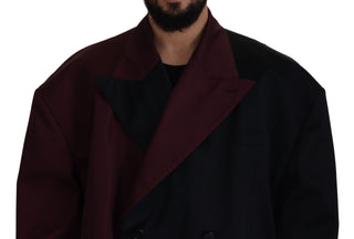 Bordeauxrote doppelreihige Polyesterjacke